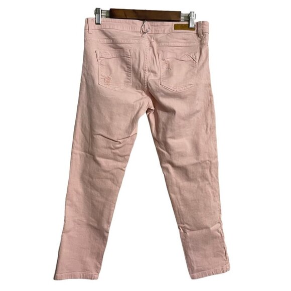 Zara Womens Pink Core Denim Trafaluc Collection Distressed Slim Jeans Size 8 - Picture 7 of 7